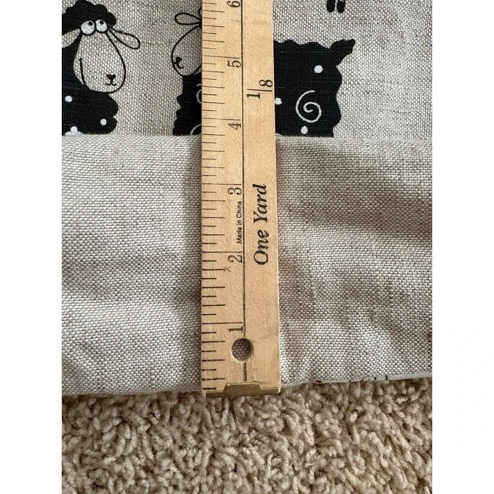 Linen Drawstring Bag Beige With Sheep Print Great For Knitting Crochet Projects